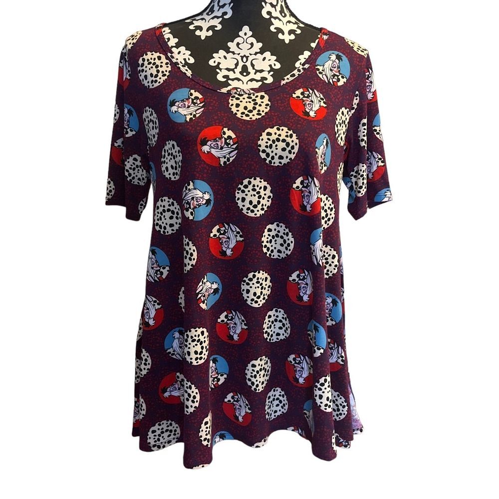 LULAROE DISNEY 101 DALMATIONS CRUELLA HIGH LOW TUNIC SIZE SMALL